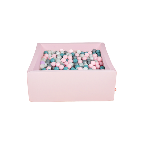Square Ball Pit 120x120x50 W400 Balls (Aquamarine, Baby Pink, Silver, White, Pearl) - www.toybox.ae