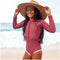 Garnet Ribbed Swimsuit - Long Sleeve - Size XL - www.toybox.ae