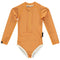 Golden Ribbed Swimsuit - Long Sleeve - Size S - www.toybox.ae