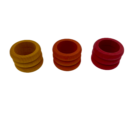 Grapat Rings | Set of 18 Wooden Rings in 6 Colors | TOYBOX