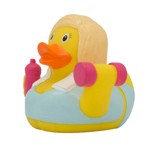 Lilalu-Bath Toy-Fitness Girl Duck- Blue/yellow - www.toybox.ae