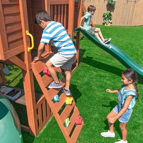 Kidkraft Boulder Bluff 2-in-1 Wooden Swing Set - www.toybox.ae