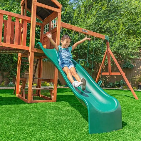 Kidkraft Boulder Bluff 2-in-1 Wooden Swing Set - www.toybox.ae