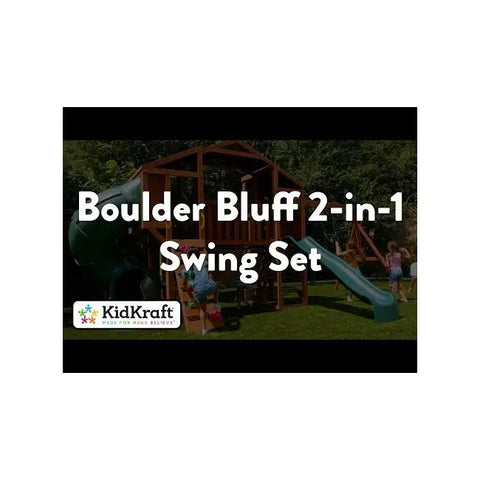 Kidkraft Boulder Bluff 2-in-1 Wooden Swing Set - www.toybox.ae