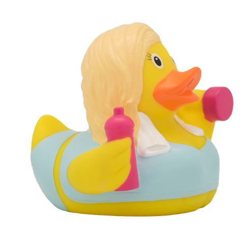 Lilalu-Bath Toy-Fitness Girl Duck- Blue/yellow - www.toybox.ae