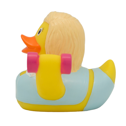 Lilalu-Bath Toy-Fitness Girl Duck- Blue/yellow - www.toybox.ae