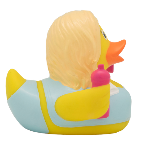 Lilalu-Bath Toy-Fitness Girl Duck- Blue/yellow - www.toybox.ae
