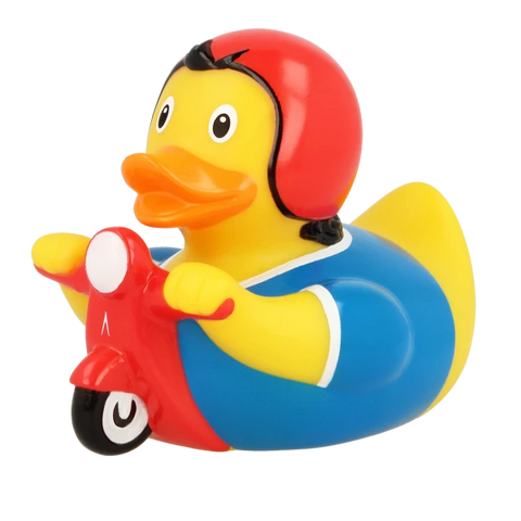 Lilalu-Bath Toy-Scooter Duck - red/Blue - www.toybox.ae