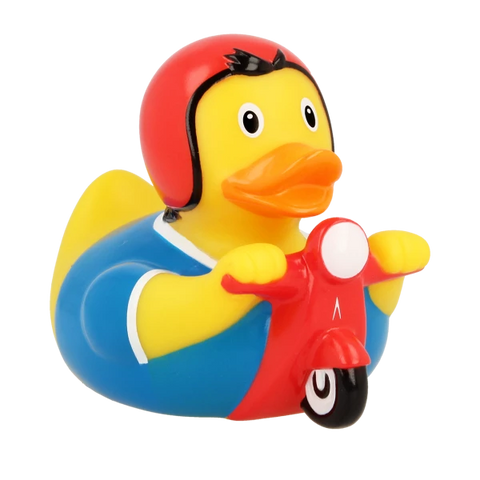 Lilalu-Bath Toy-Scooter Duck - red/Blue - www.toybox.ae