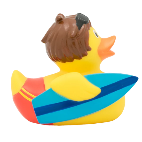 Lilalu-Bath Toy-Surfer Boy Duck - Yellow - www.toybox.ae